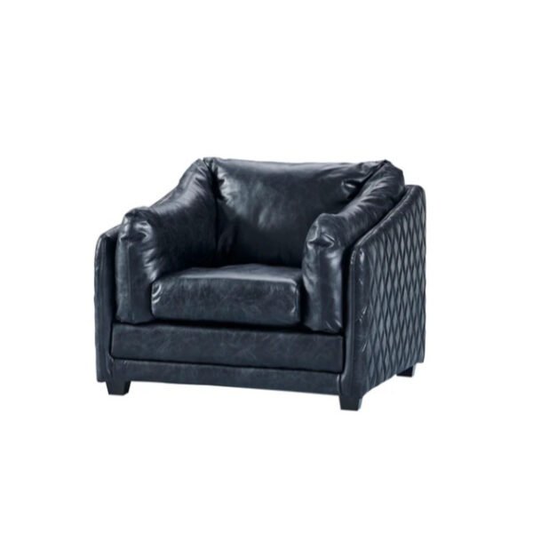 1 Seater Coal Black Chesterfield Genuine buffalo Leather Sofa